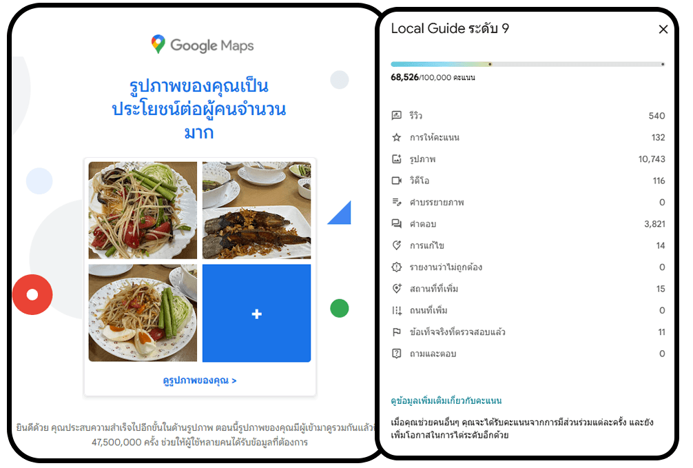 โปรไฟล์ Google Local Guide ระดับ 9 ของขิ่น — จากบัญชี Google จริง